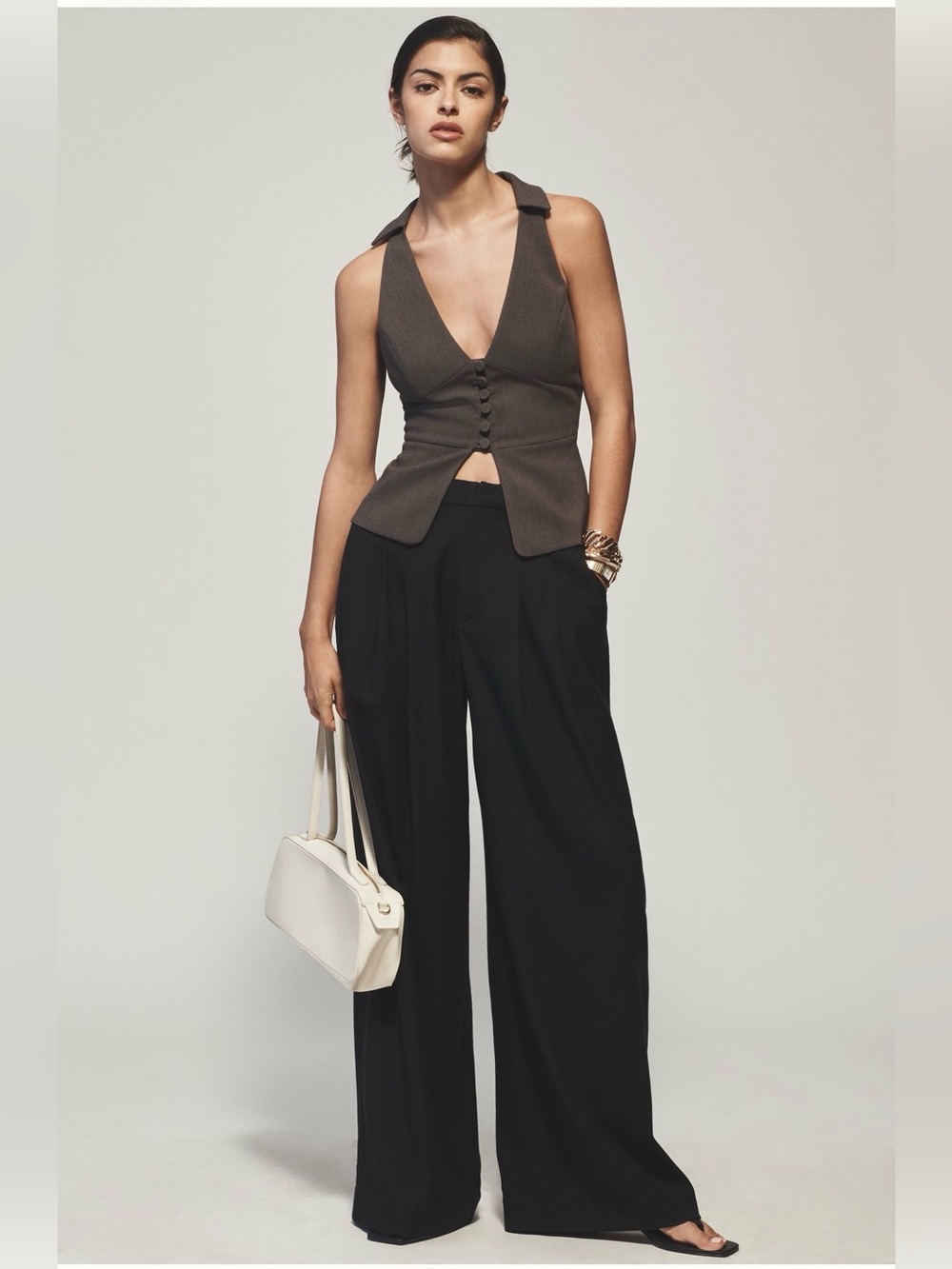 Anthropologie Maeve Avery Wide-Leg Pleated Trousers Black S